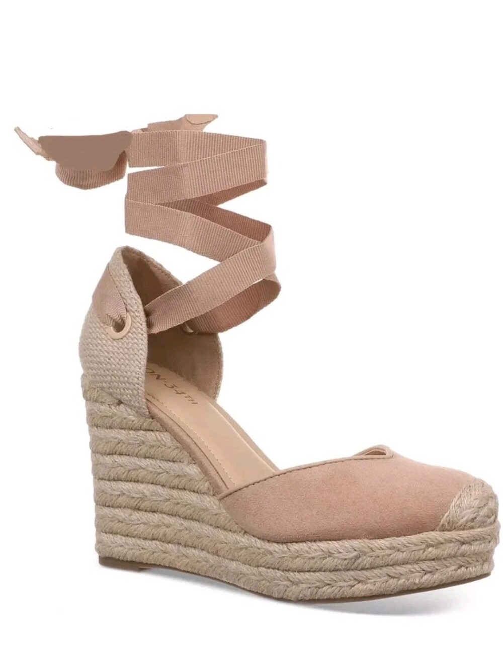ON 34th Melindaa Espadrille Wedge Lace Up Sandals Nude Blush 10 NIB